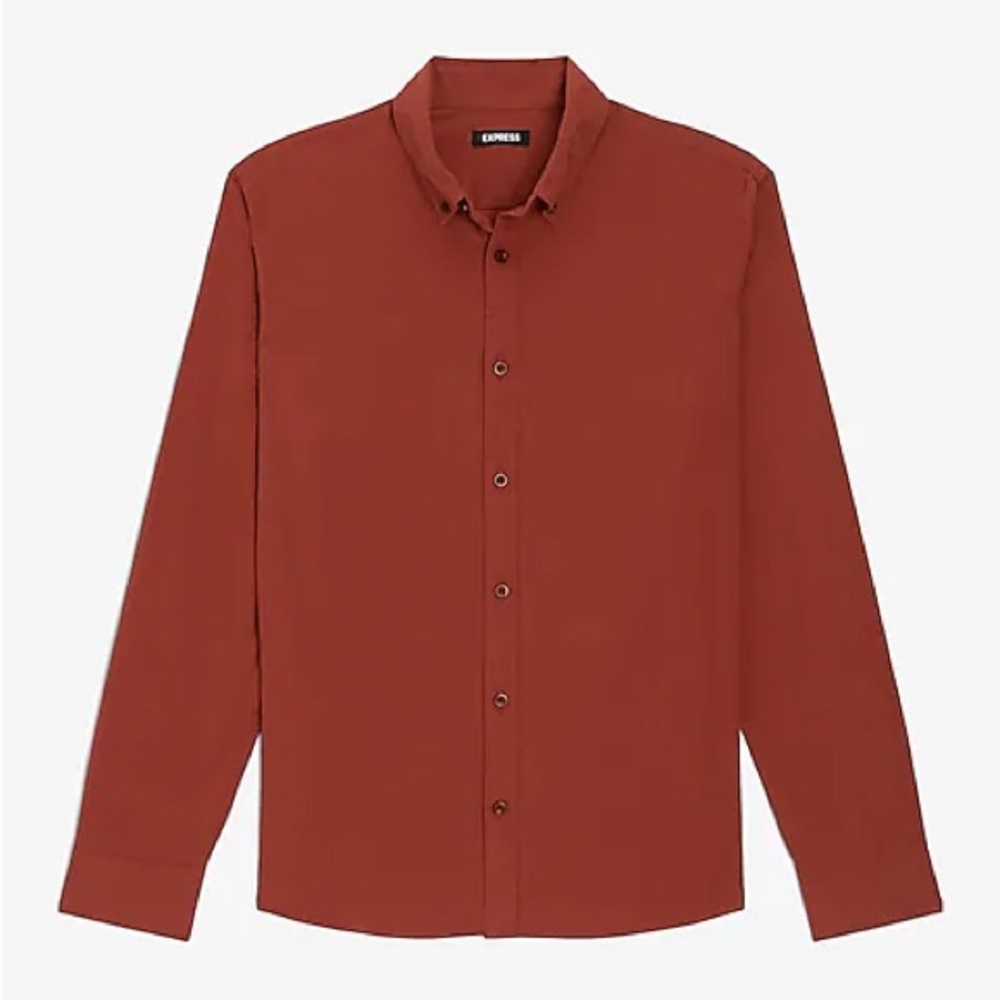 Solid Seersucker Shirt (Color:  Rust)